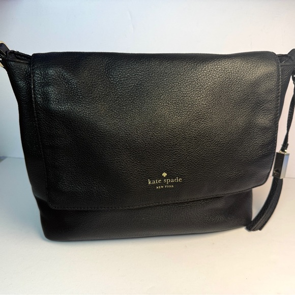 kate spade Handbags - Kate Spade New York Black Pebbled Soft Leather Satchel Crossbody Bag Purse